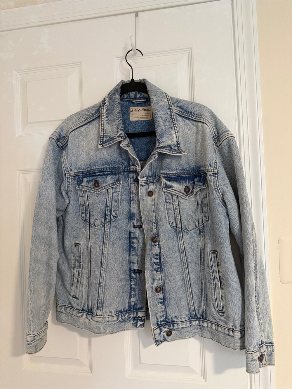 We The Free Light Blue Washed Denim Jacket